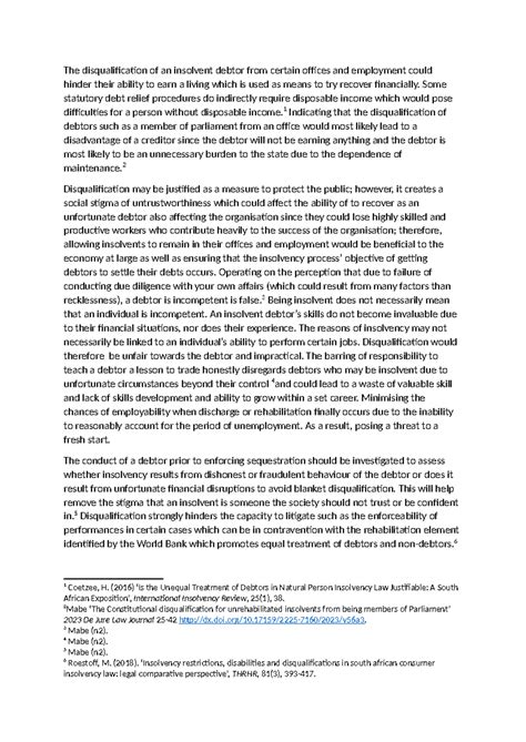 ISR Assignment 2 - The Impact of Disqualification on Insolvent Debtors