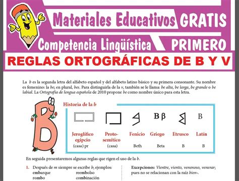 Reglas Ortográficas de B y V para Primer Grado de Secundaria