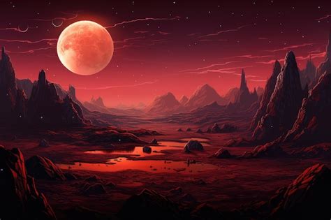 Premium Photo Fantasy Alien Planet Mountain And Lake 3D Illustration