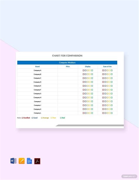 Comparison Chart Templates in Word - FREE Download | Template.net