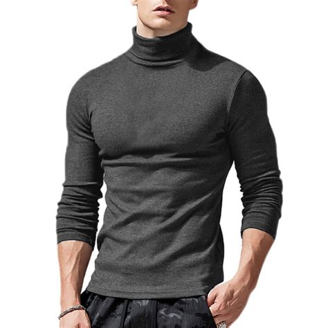 Wsevypo Men S Slim Fit High Neck Turtleneck Classic Pullover Sweaters