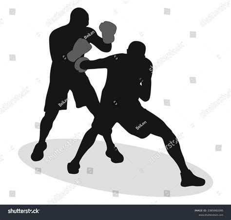 Image Silhouettes Boxing Athletes Mma Fighters Stock Vector Royalty