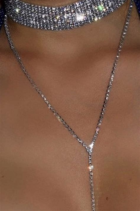 Wholesale Silver Sexy Party Patchwork Hot Drill Rhinestone Necklaces Ws Wholesale