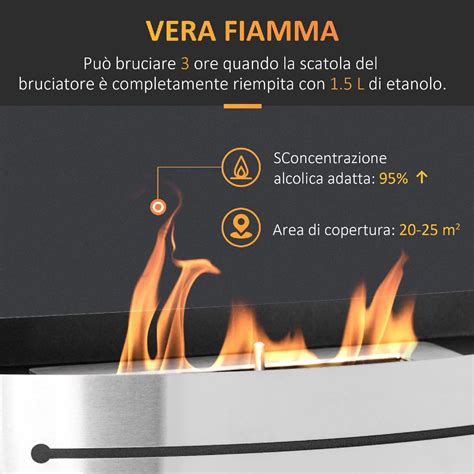 DecHome Camino Bioetanolo In Acciaio Inox 3h Di Combustione Con