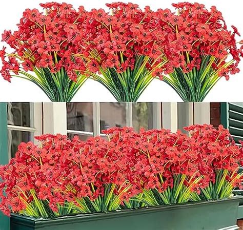 Artificial Flowers Outdoor Bundles Uv Resistant Fake Flowers Plastic