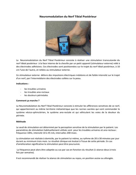 Neuromodulation Nerf Tibial Post Rieur