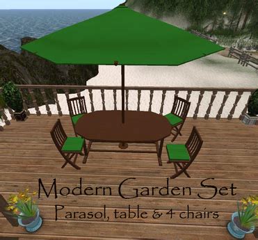 Second Life Marketplace - Modern Garden Furniture set parasol table ...