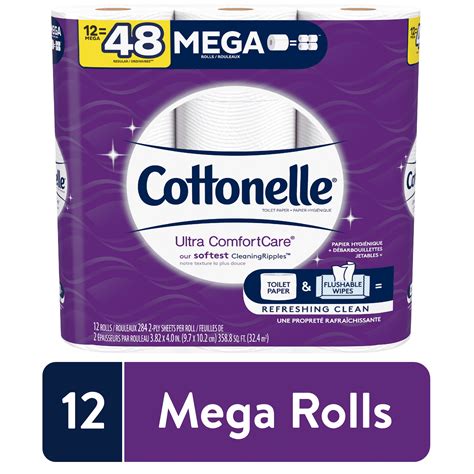 Cottonelle Ultra Comfortcare Toilet Paper 12 Mega Rolls 48 Regular