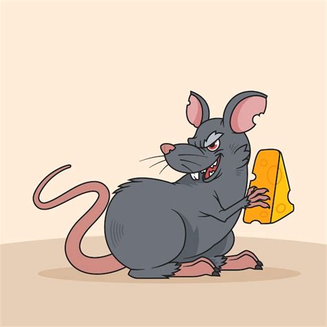 Handgezeichnete Cartoon Illustration Der B Sen Ratte Kostenlose Vektor