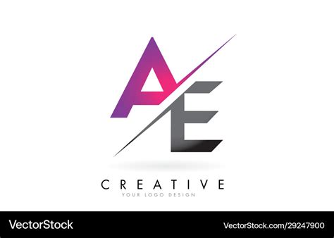 Ae A E Letter Logo With Colorblock Design Vector Image