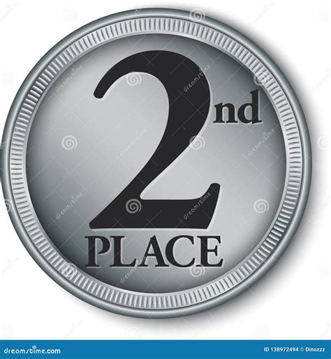 place silver medal  red ribbon vector illustration