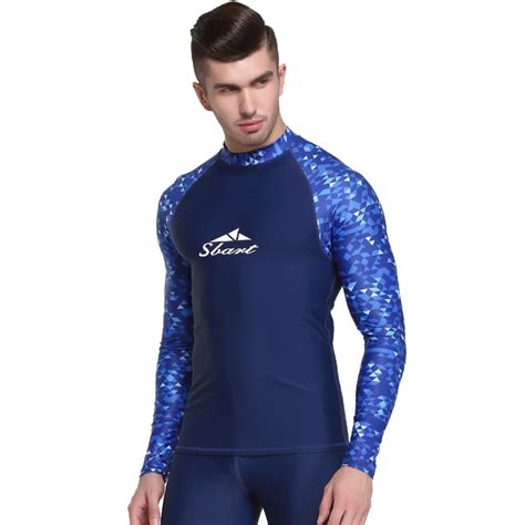 Sbart Long Sleeves Men Swimwear Rashguard Surf Clothing Diving