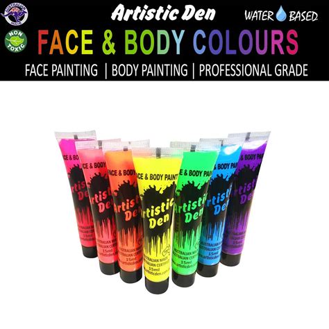 Ml Uv Neon Glow Face Body Paint Tubes Primary Collection Set Of