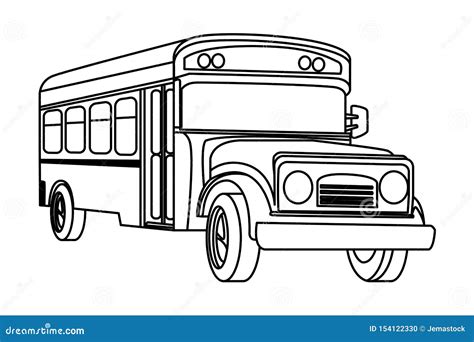 School Bus Vehicle Isolated Cartoon in Black and White Stock Vector ...