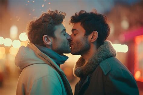 Premium AI Image Cute Couple Man And Man On Valentine S Day LGBT Couple Gay Partners Pride