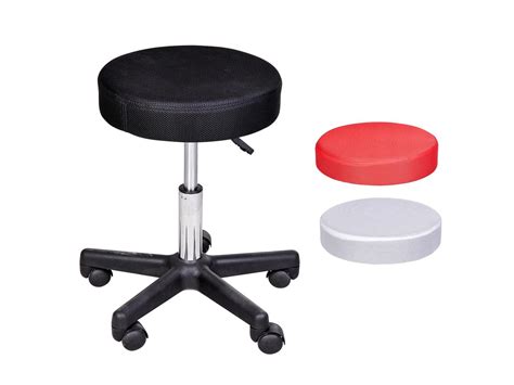 HOMCOM Tabouret Massage A Roulettes Reglable En Hauteur Pivotant Avec