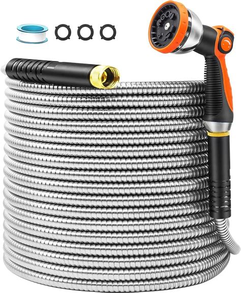 50ft Garden Hose Stainless Steel Water Hose With 10