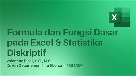 Training Microsoft Excel 1 Formula Dan Fungsi Dasar Pada Excel