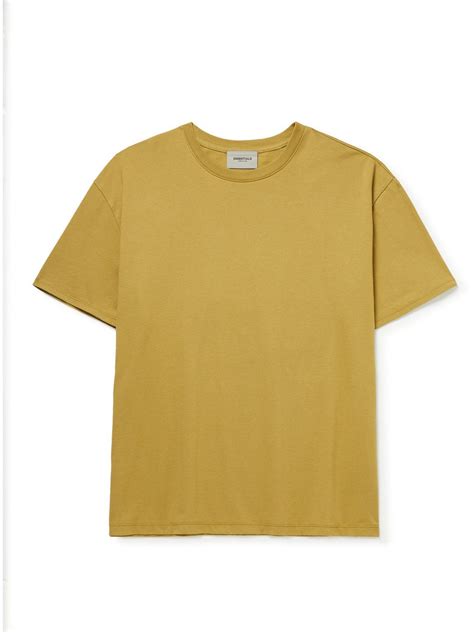 Fear Of God Essentials Logo Print Cotton Jersey T Shirt Yellow Fear Of God Essentials