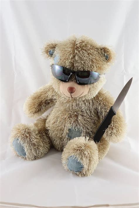 Scary Teddy Bear With A Knife Stock Image Image Of Dangerous White