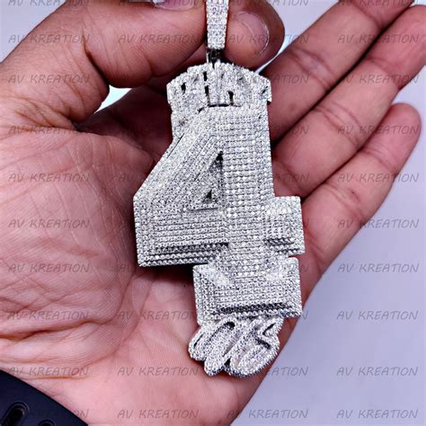 Iced Out Number Pendant Etsy