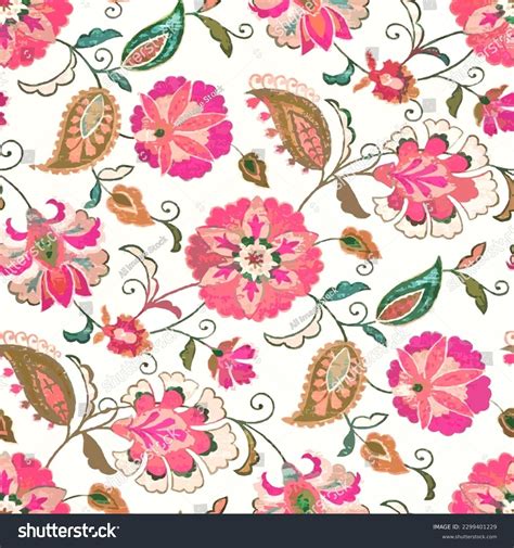 Ajrakh Pattern Abstract Desing Watercolour Damask Digital Floral