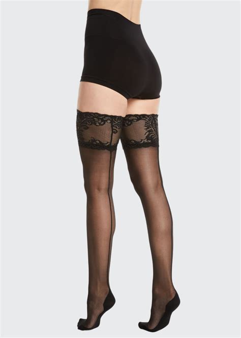 Natori Feathers Escape Back Seam Thigh Highs Stockings Bergdorf Goodman