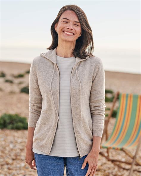 Natural Marl Cashmere And Merino Luxe Lounge Hoodie Woolovers Au