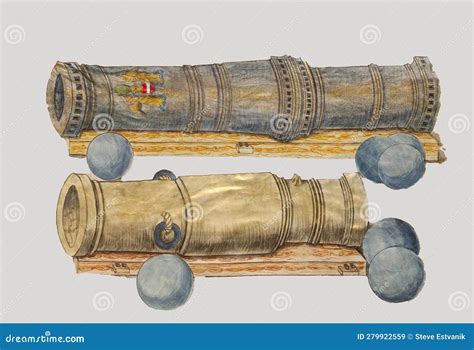 vintage   century cannon stock image image  training