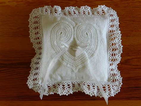 Crochet Lace Ring Cushion For Wedding Ceremony