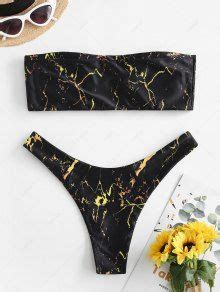 ZAFUL Abstract Bandeau Bikini Set In BLACK ZAFUL 2025