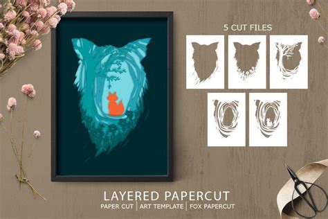 Layered papercut fox paper cut forest papercut – Artofit