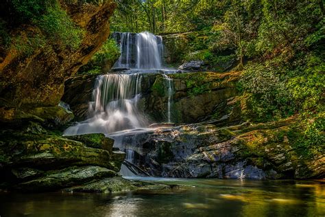 HD wallpaper: forest with waterfalls, bradley, saluda, north carolina ...