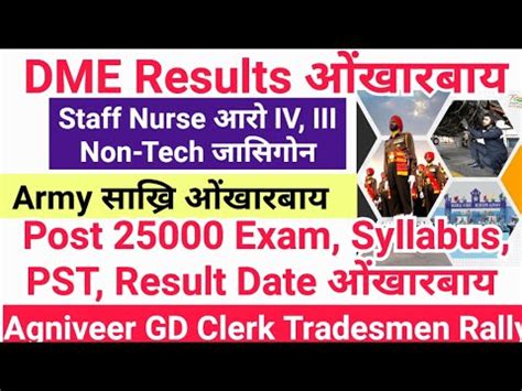 Good News DME Results हबय आर GD Army सखर 25000 Exam Syllabus