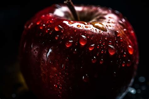 Premium Ai Image A Red Apple With Water Droplets On It