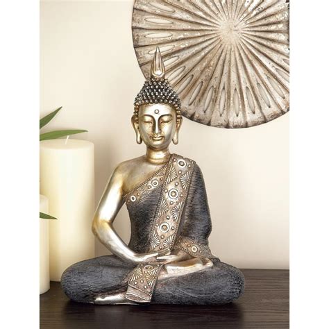 LITTON LANE 16 In X 12 In Decorative Sitting Buddha Sculpture In