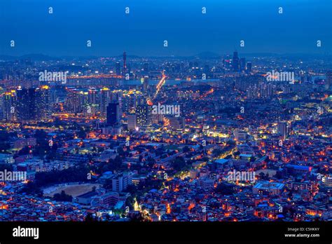 Night View from Seoul Tower Stock Photo - Alamy