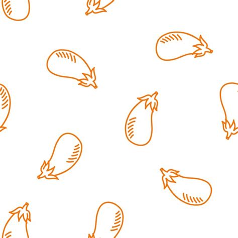 Premium Vector Seamless Pattern With Orange Outline Eggplant