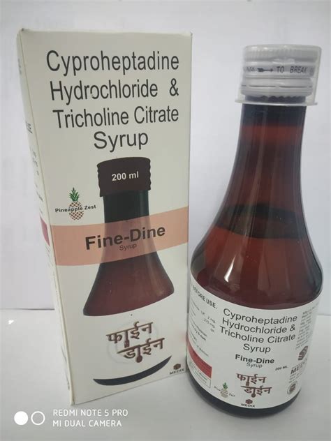 Fine Dine Allopathic Cyproheptadine Tricholine Citrate Syrup