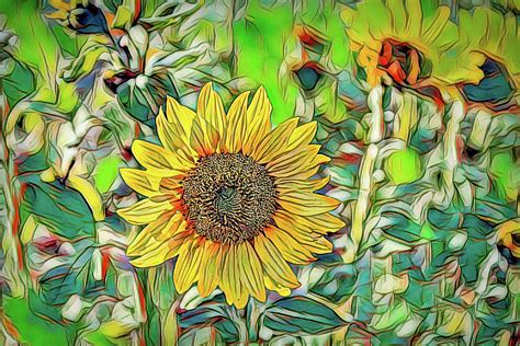 The Sunflower Digital Art Painting Digital Art By Sal Augruso Fine