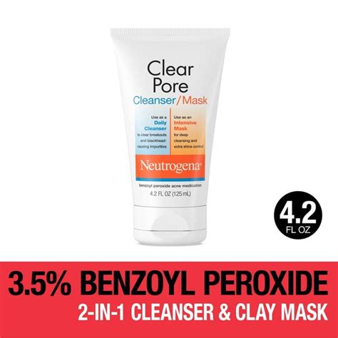 Neutrogena Clear Pore 2 In 1 Facial Cleanser And Clay Mask 4 2 Fl Oz