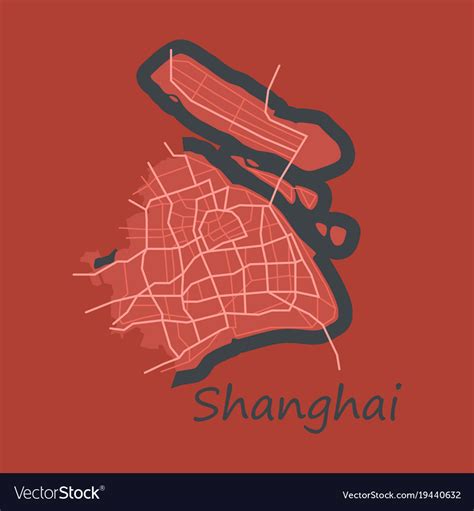 Flat detailed shanghai city road network map Vector Image