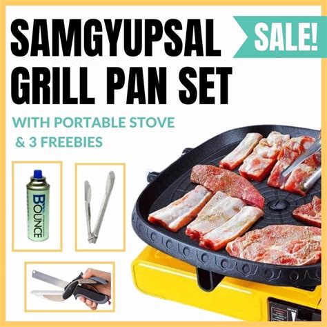 Riley Mnl Samgyupsal Hanaro Grill Set And Portable Gas Stove With Free Butane Gas Food Tong