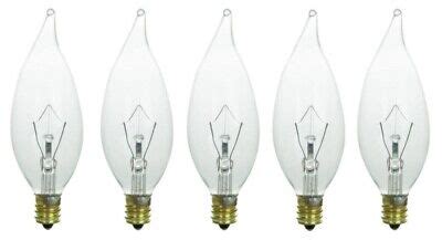 5-Pack of 40 Watt Flame Tip Chandelier Light Bulbs E12 Candelabra Base ...