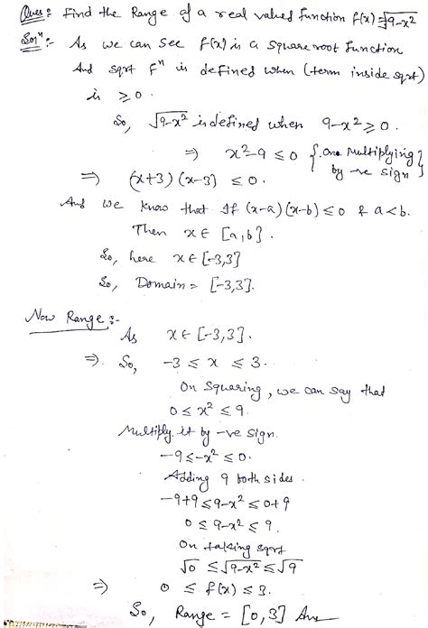 The Range Of A Real Valued Function F X X