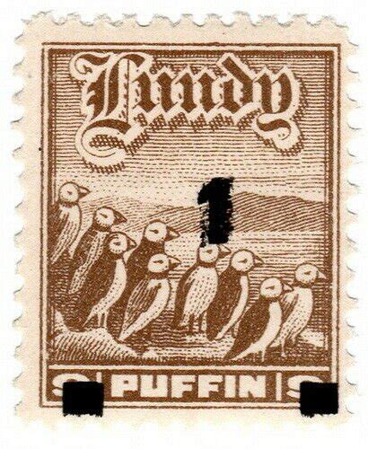 Ib Cinderella Collection Lundy 1p On 9p Op Great Britain Stamp