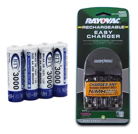 Cargador Rayovac 4 Baterías Pilas Aa 3000 Mah Recargables MercadoLibre