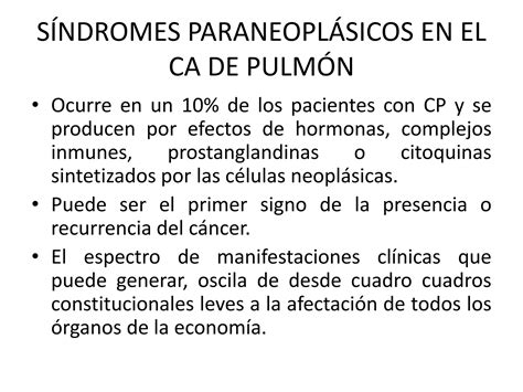 Sindrome Paraneoplasicos En El Cancer Pulmonar PPT Descarga Gratuita