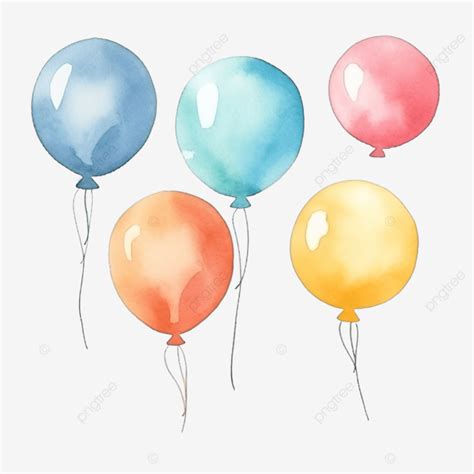 Watercolor Set Of Cute Balloon Watercolor Heart Balloon PNG