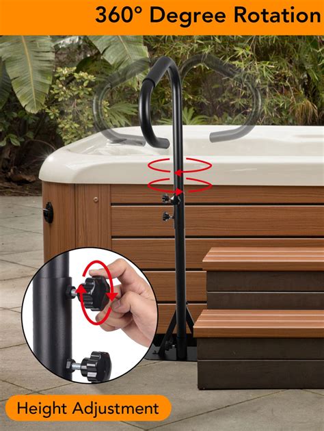 Hot Tub Handrail H Safety Handrail Pivots Rotatable Adjustable Height Spa Hot Tub